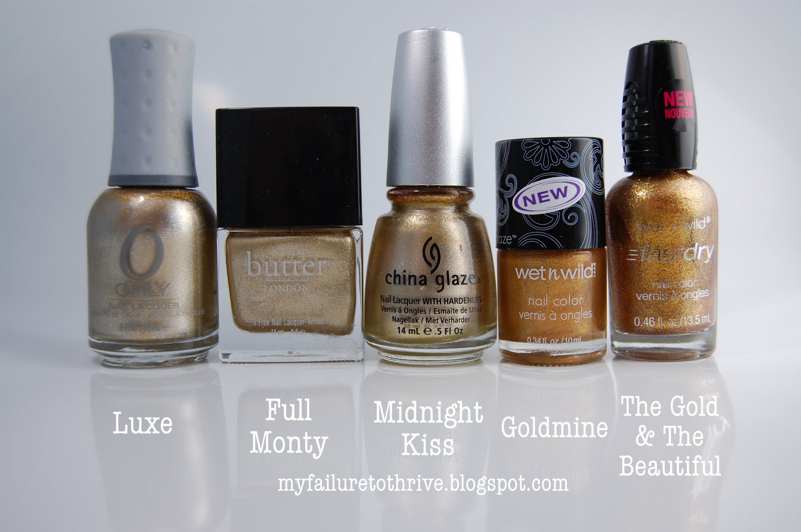 Failure to Thrive Gold Polish Comparison Swatches Part 2