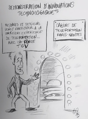 Petit compte rendu de l'animation de dessins satiriques en direct pour le Séminaires des SI de SNCF France et du Transilien. Il y avait d'autres dessins, mais je n'ai pas eu le temps de tous les photographier. En tout, un peu plus de 45 croquis en 7h de temps. Un bon moment de stress pour trouver les idées qui font mouche. Guillaume Néel©