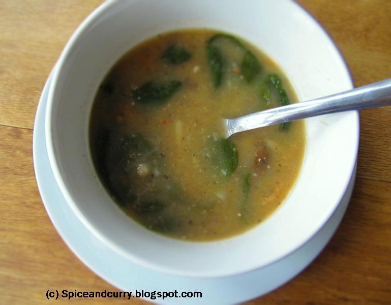 Spice and Curry Baby Spinach Mushroom and Barley Soup