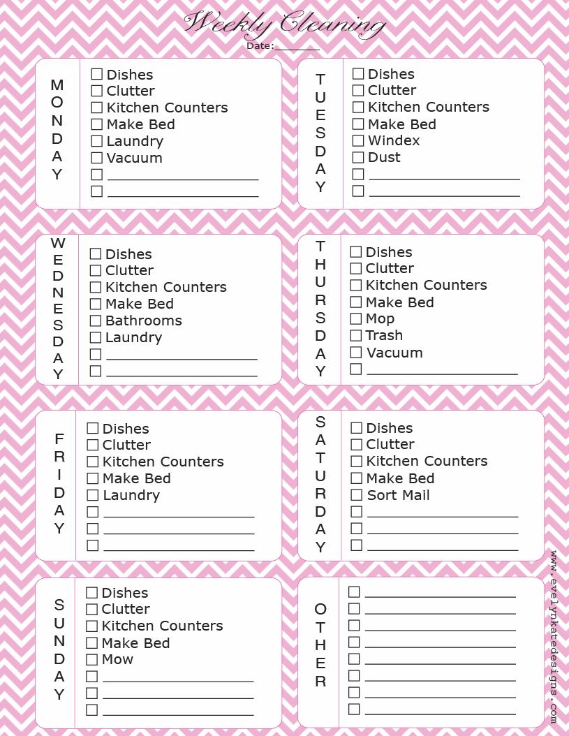 daily cleaning calendar