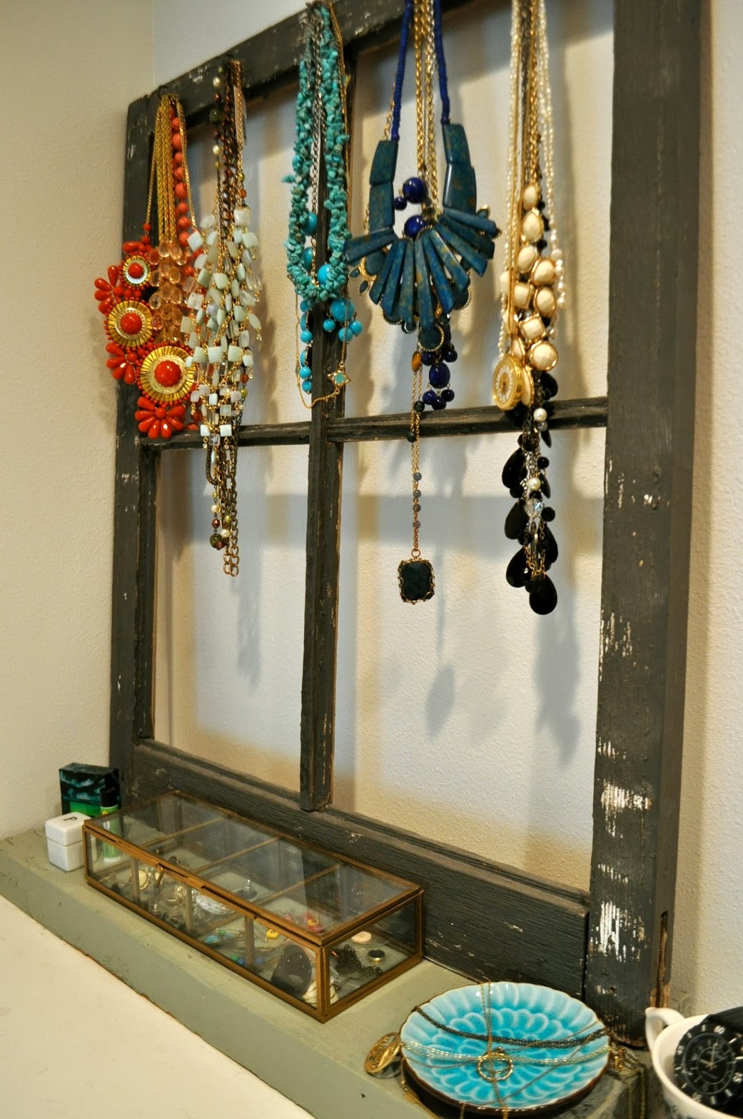 Repurposed Window Necklace Display