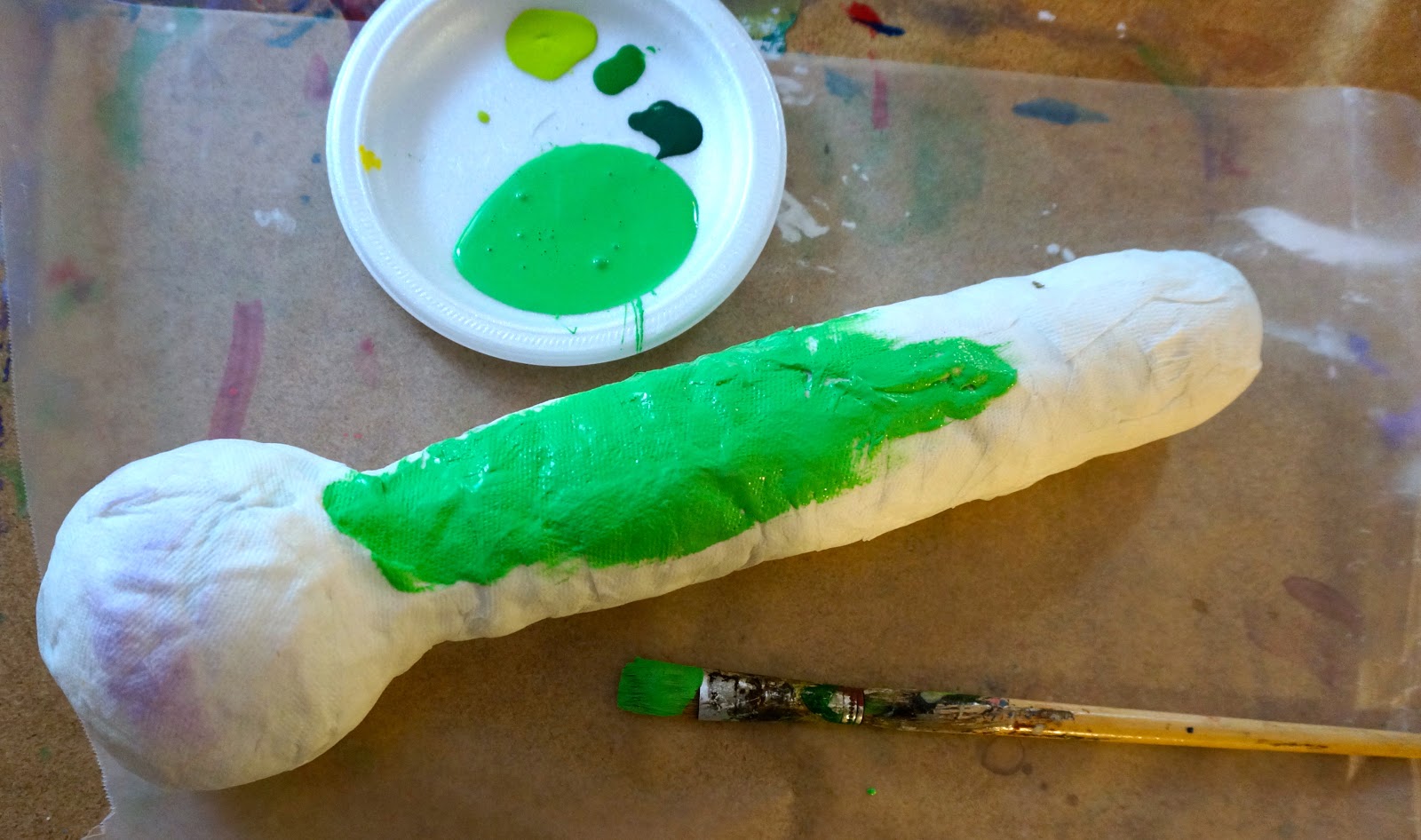 that artist woman Papier Mache Caterpillar