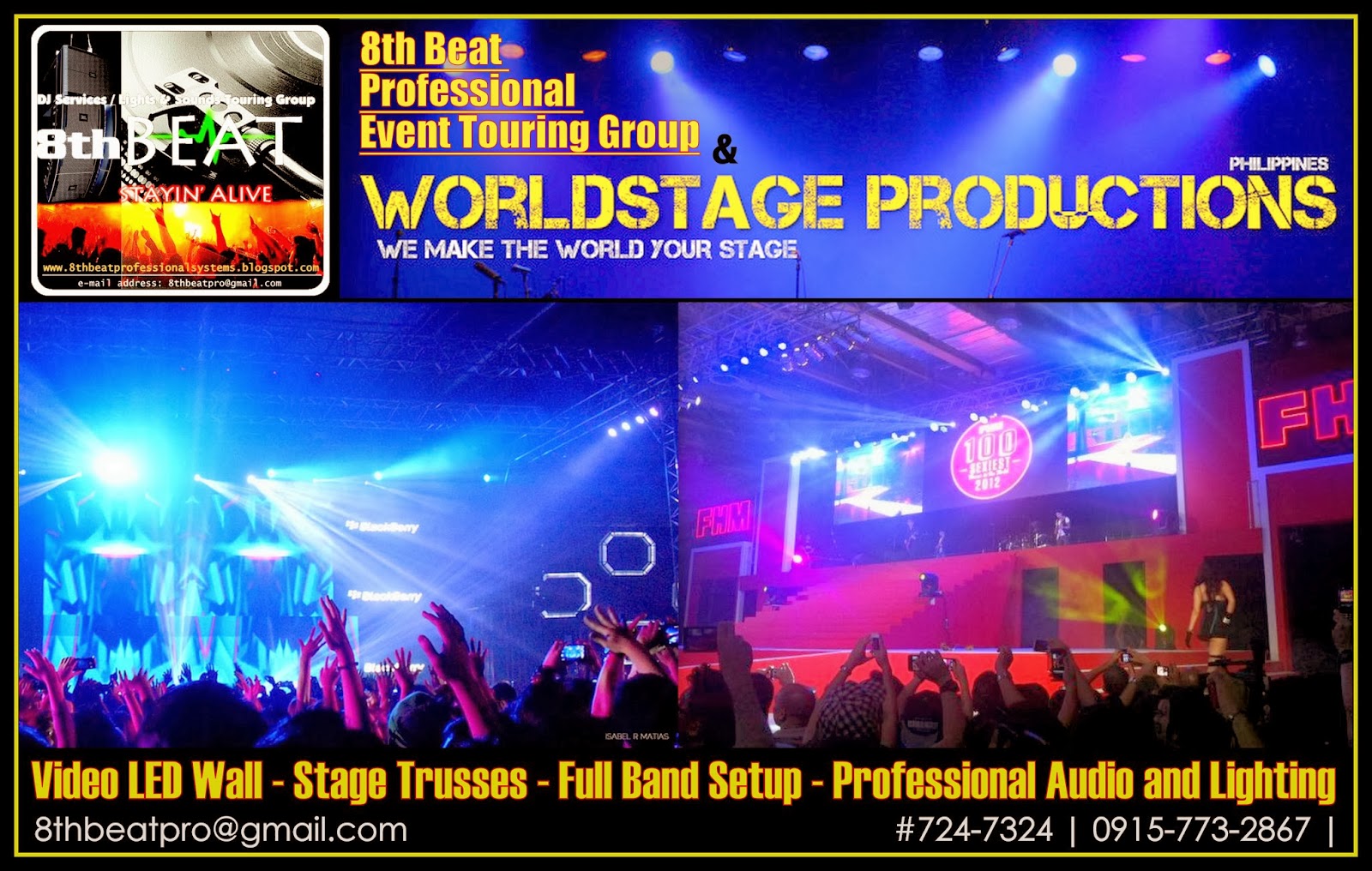 LED Wall Video rental M.J.B. LCD projectors and Screens Lights and Sounds Manila for rent