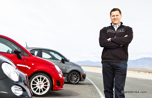 Tim Kuniskis with Fiat 500 Abarth