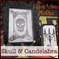skull frame and candelabra plaque