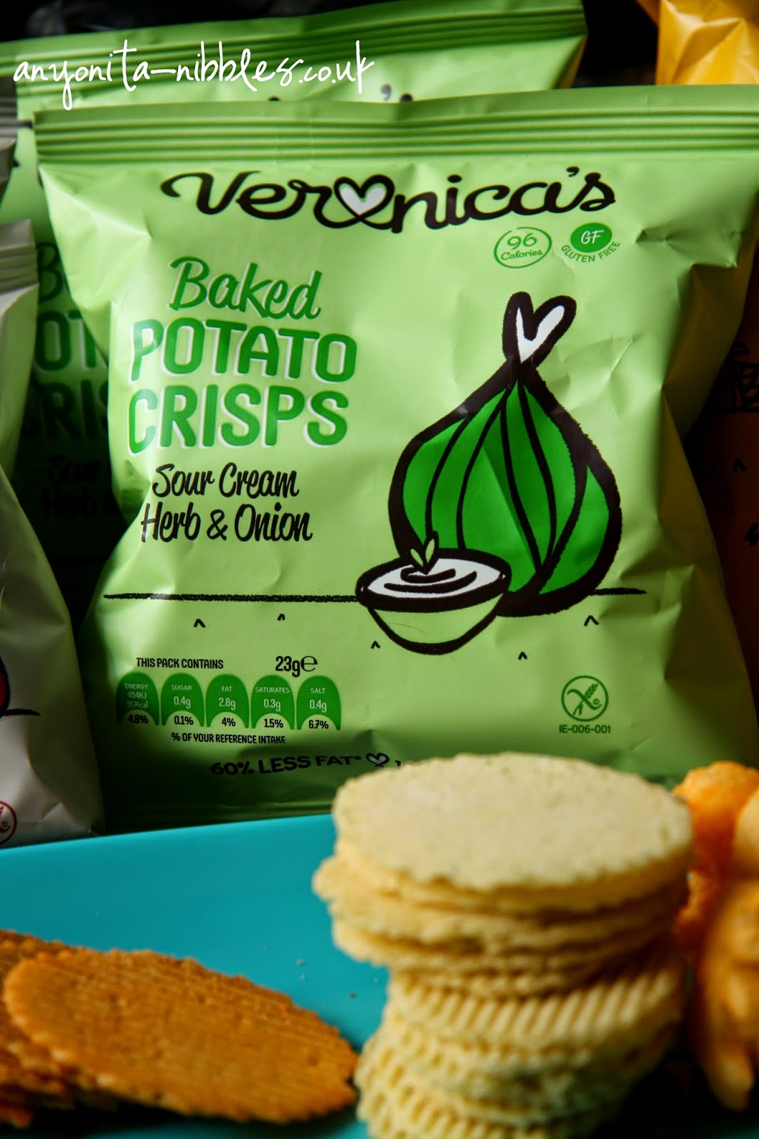 Veronica's potato crisps in sour cream, herb & onion from Anyonita-nibbles.co.uk
