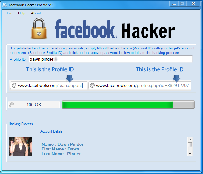 Facebook account hacker online, free