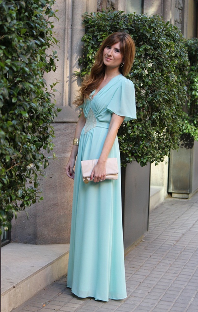 BLOG DE MODA Y LIFESTYLE: VESTIDO LARGO DE FIESTA VERDE AGUA