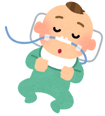 人工呼吸器をつけた赤ちゃんのイラスト