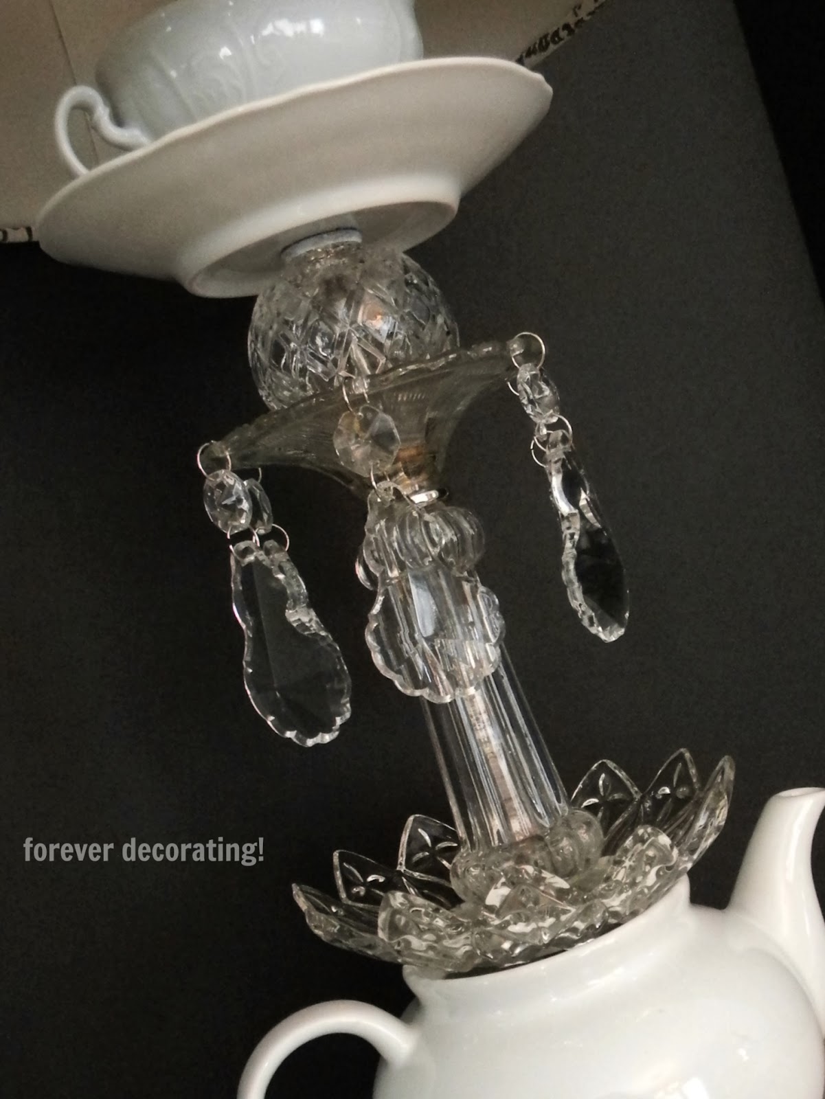 Forever Decorating! White Teapot Crystal Lamp!