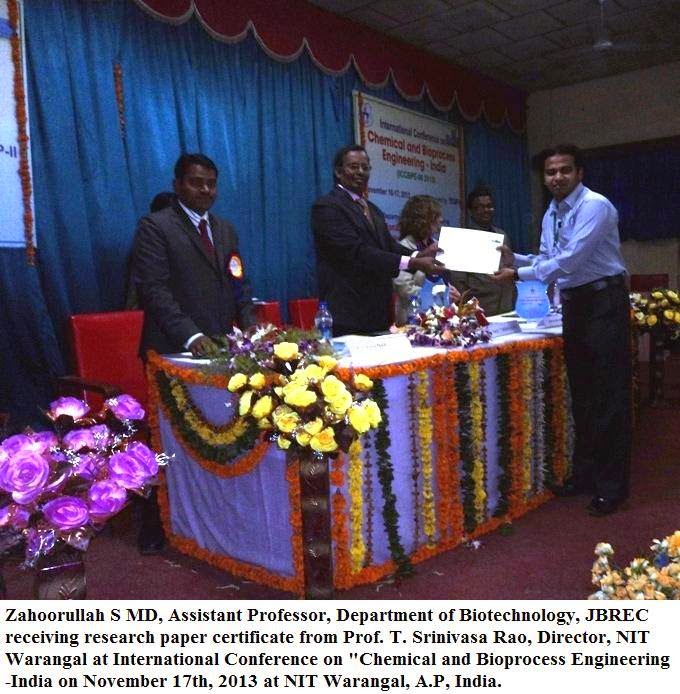 Zahoorullah S MD,Assistant Professor receiving certificate from NIT Warangal