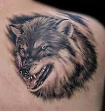Tatuagem realista de lobo