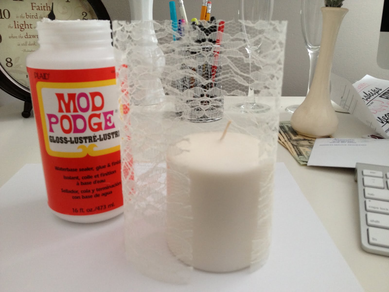 2 Crazy 4 Crafting Lace Candle Tutorial