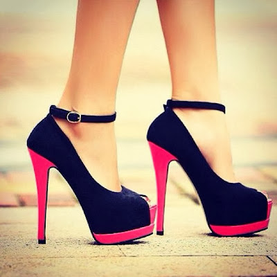 Black And Pink Heel Shoes