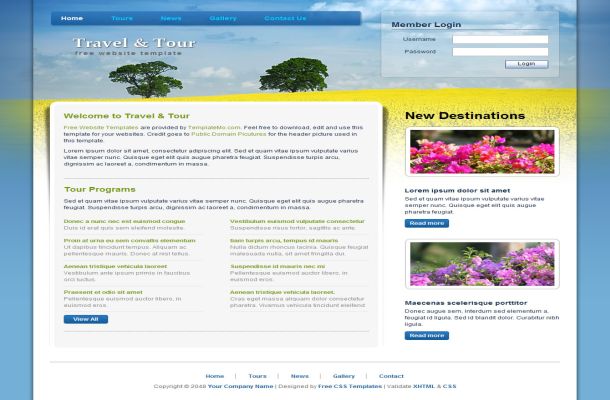 Free HTML Travel Tour Blue CSS Website Template Free HTML Travel Tour Blue CSS Website Template