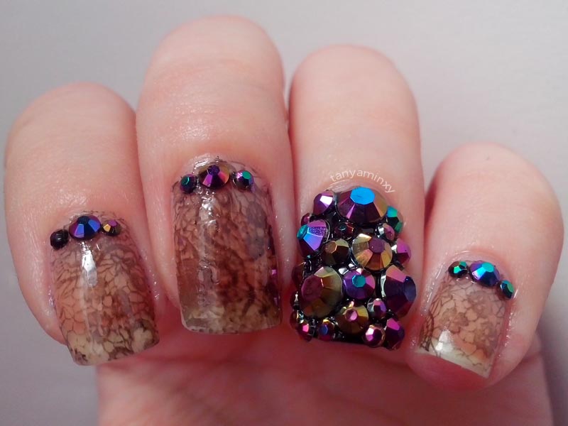 Lace Negative Space Nail Art Iridescent Multichrome Rhinestones BPS Nails Nail Art Nail Design