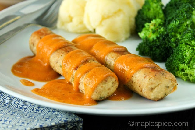 Vegan Parmesan, Rosemary and Shallot Sausages (Glamorgan Style) with Sun-Dried Tomato Gravy