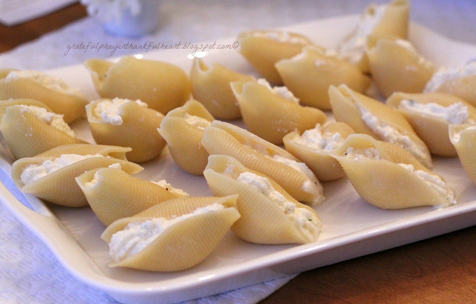 Pasta Shells with Cheese Filling Grateful Prayer Thankful Heart