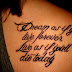 Dream quote tattoo on back 
