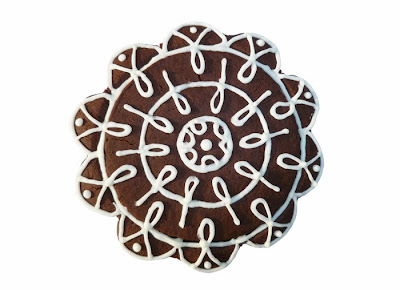 highly decorated dark-chocolate tea biscuit cookie