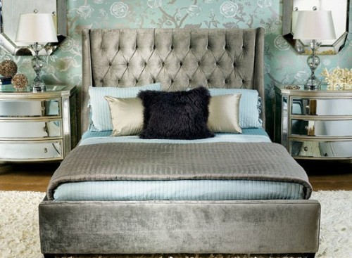 ... and gorgeous lighting all give this bedroom that old Hollywood glam