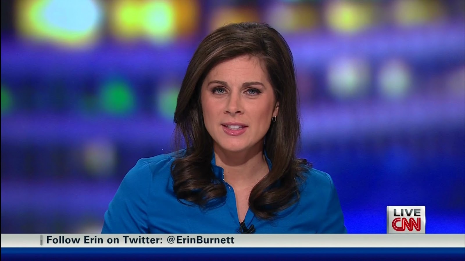 Erin Burnett - blue blouse.