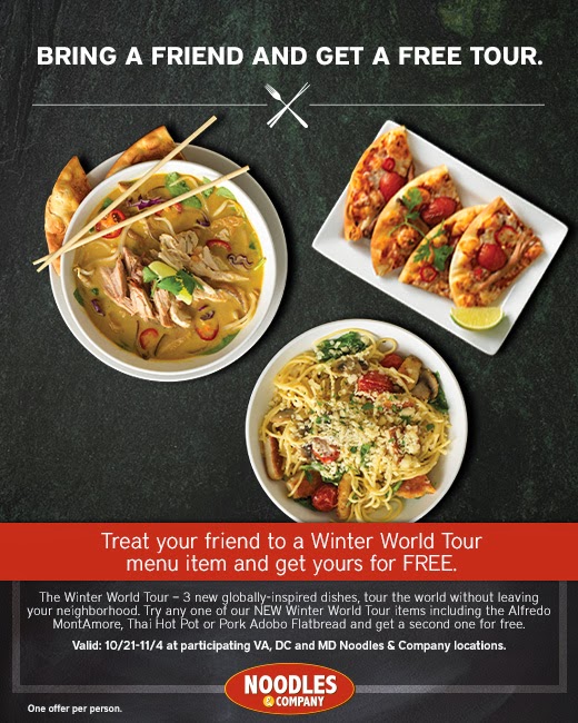 Noodles & Company Buy One Winter World Tour Menu Item, Get the Second