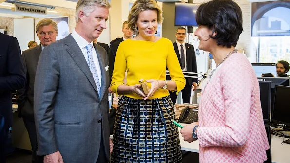 Queen Mathilde and King Philippe of Belgium visited the media group Mediafin in Brussels