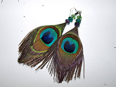Cook~Love~Craft: Beaded Peacock Feather Earrings - DIY tutorial