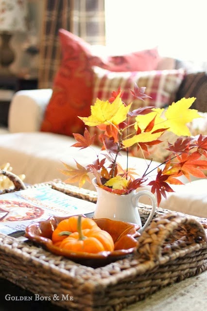 fall leaves in basket from Goldenboysandme.com