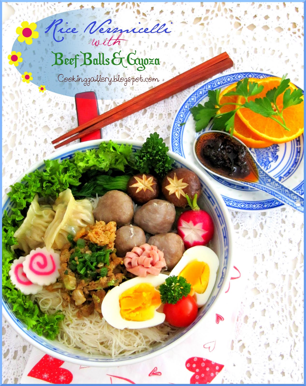 Rice Vermicelli with Beef Balls and Gyoza Cooking Gallery