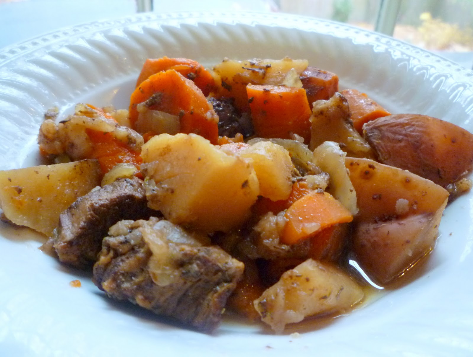 What's Baking in the Crock Pot Apple Cider Beef Stew