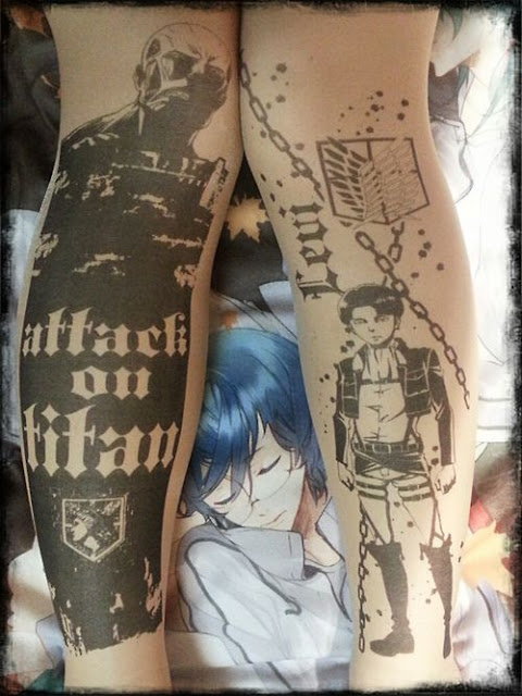 Adorn your legs with the likenesses of Titans and Levi Ackerman or Eren Yea...