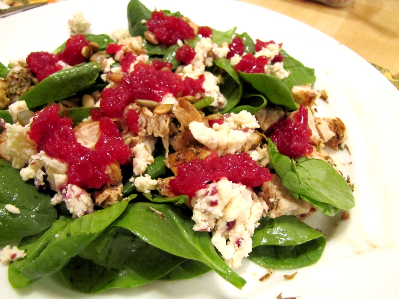 Creative Tradition InLaw's Thanksgiving Left Overs Spinach Salad