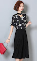 New 2016 4-Color Daisy Print Double Layer Flare Half Sleeve Cuff Collar Blouse