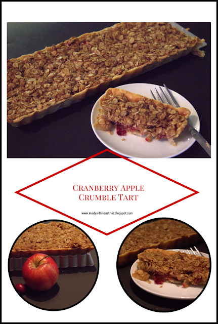 Cranberry Apple Crumble Tart - A delicious dessert that is sweet and tart in each bit, made with cranberries, apples and Kraft caramel bits.