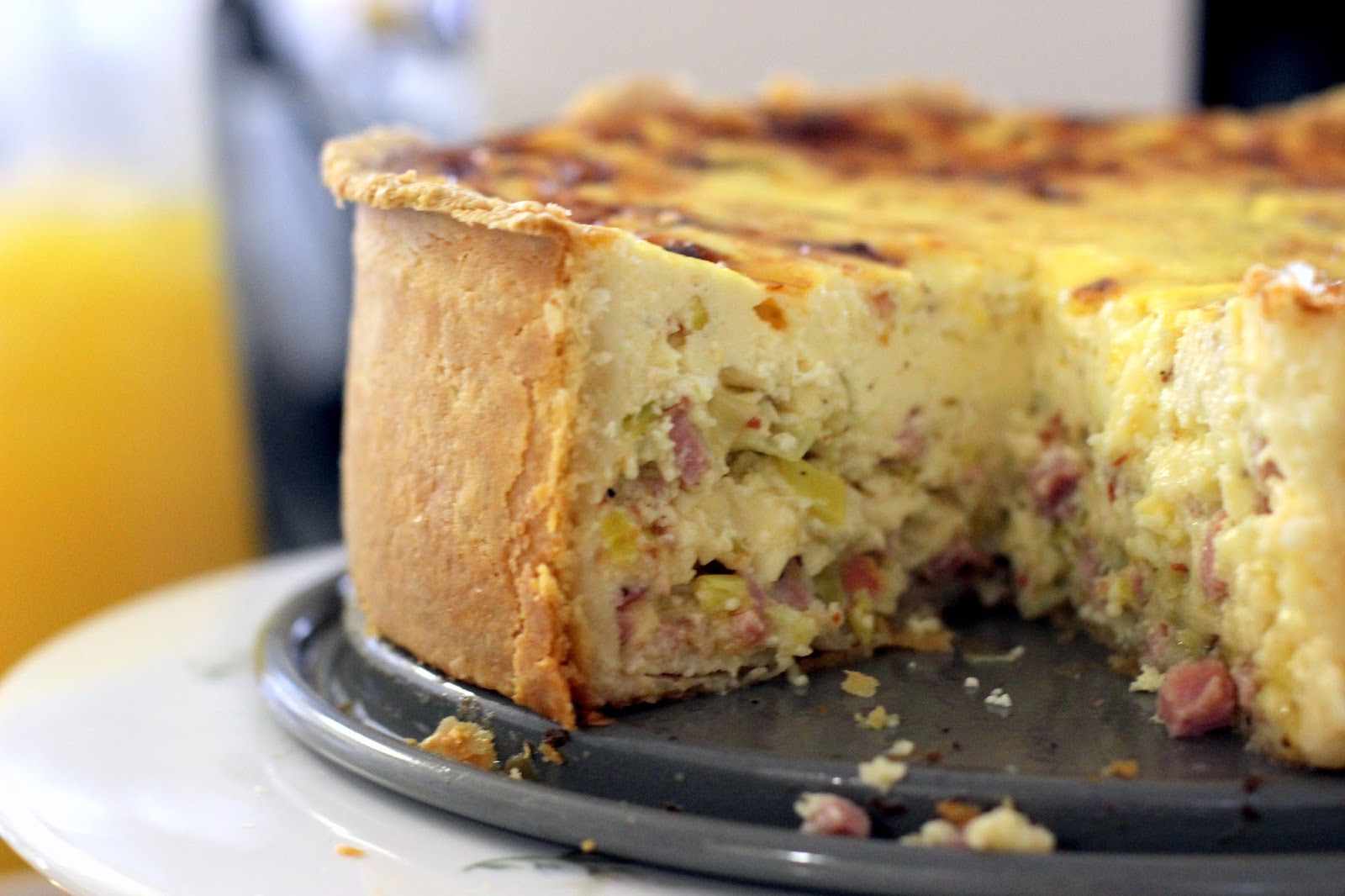 The Owl with the Goblet Ham + Leek + Gruyere Deep Dish Quiche