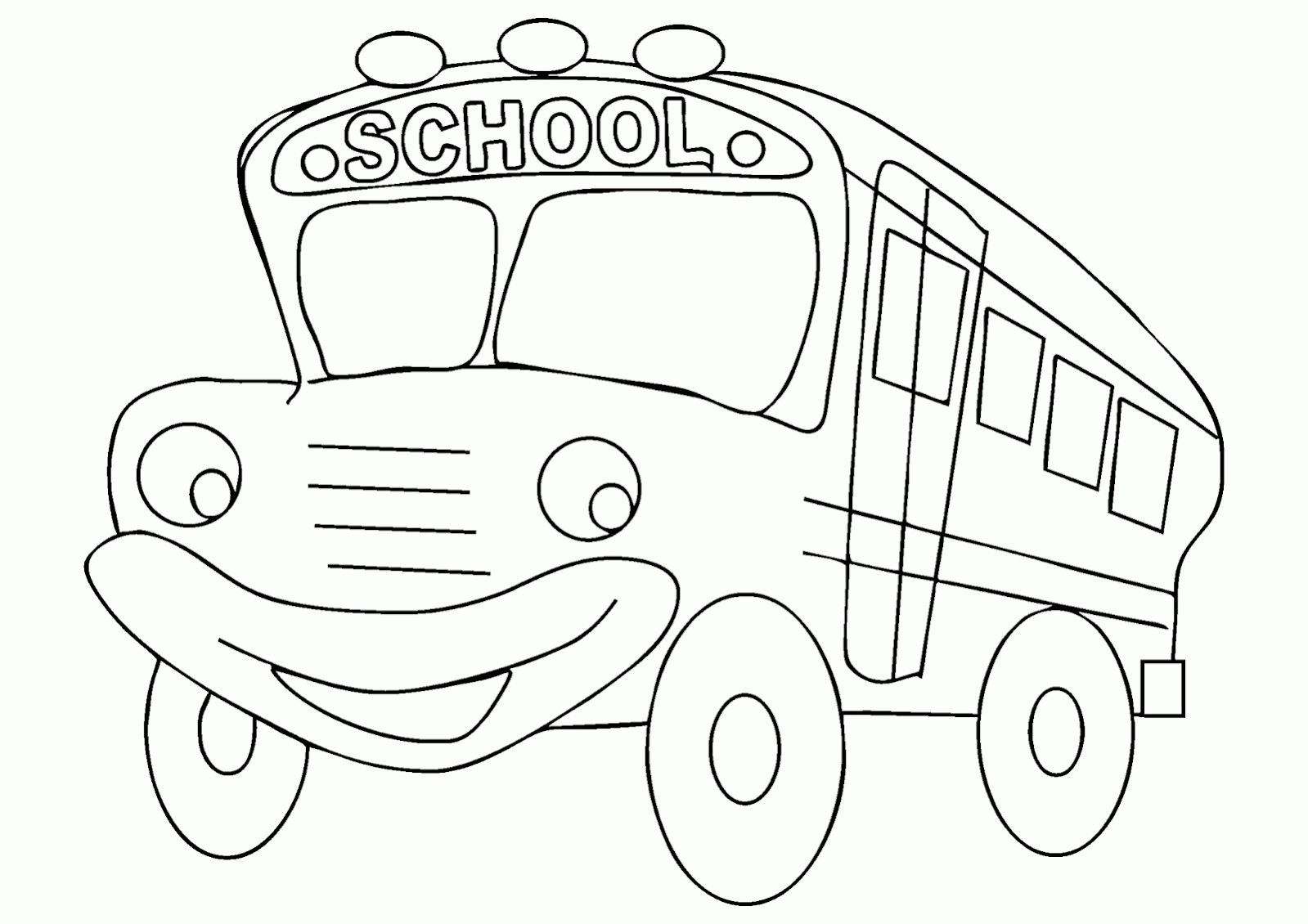 Gambar Mewarnai Bus Sekolah Versi Kartun Contoh Anak PAUD
