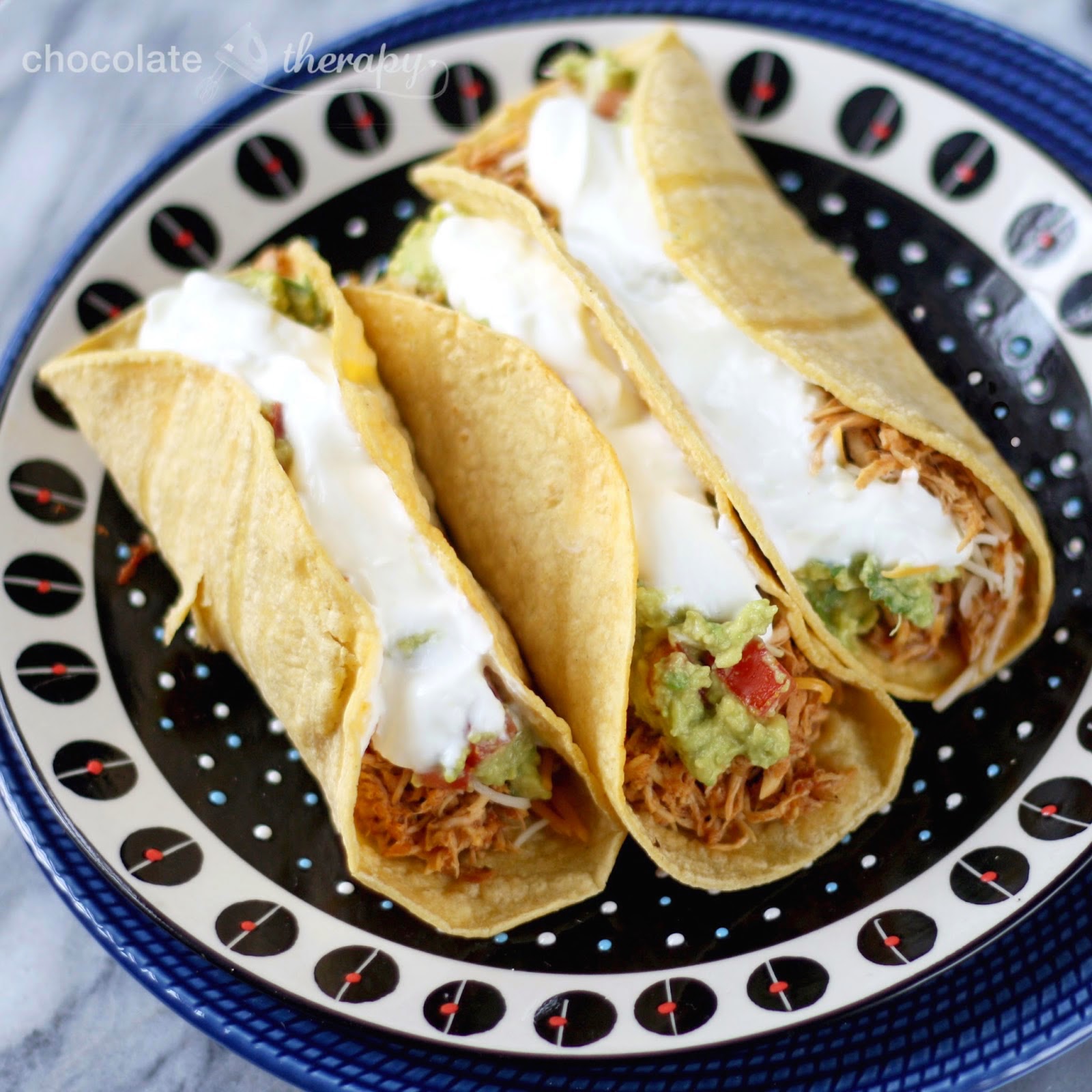 Chocolate Therapy Crockpot Chicken Tacos with Homemade Salsa and Seasoning