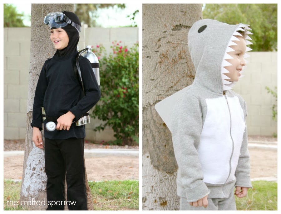 DIY Scuba Diver &amp; Shark Costumes
