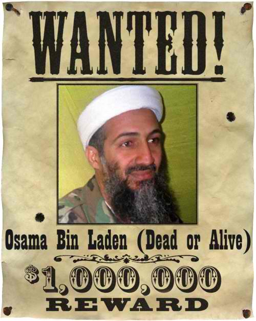 bin laden poster. osama in laden wanted poster.
