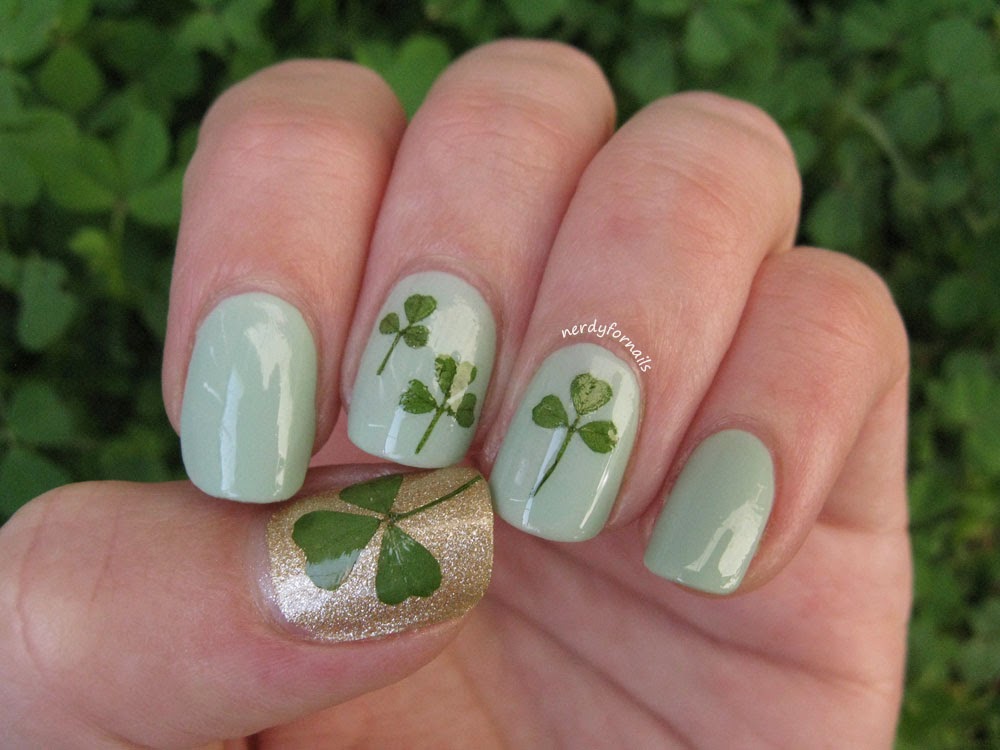 Ireland Inspired Real Clover Nails