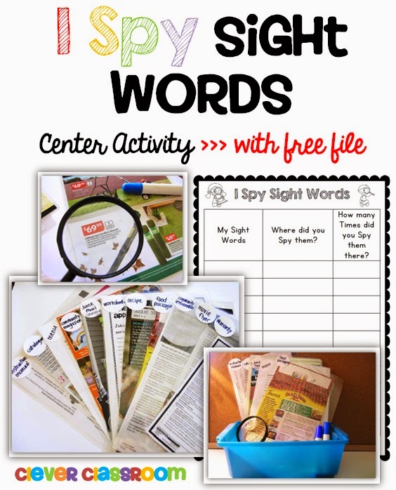 I Spy Words Center Activity from Clever Classroom I Spy Words Center Activity from Clever Classroom
