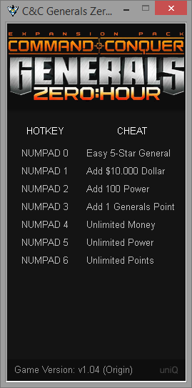 command and conquer generals money cheat engine