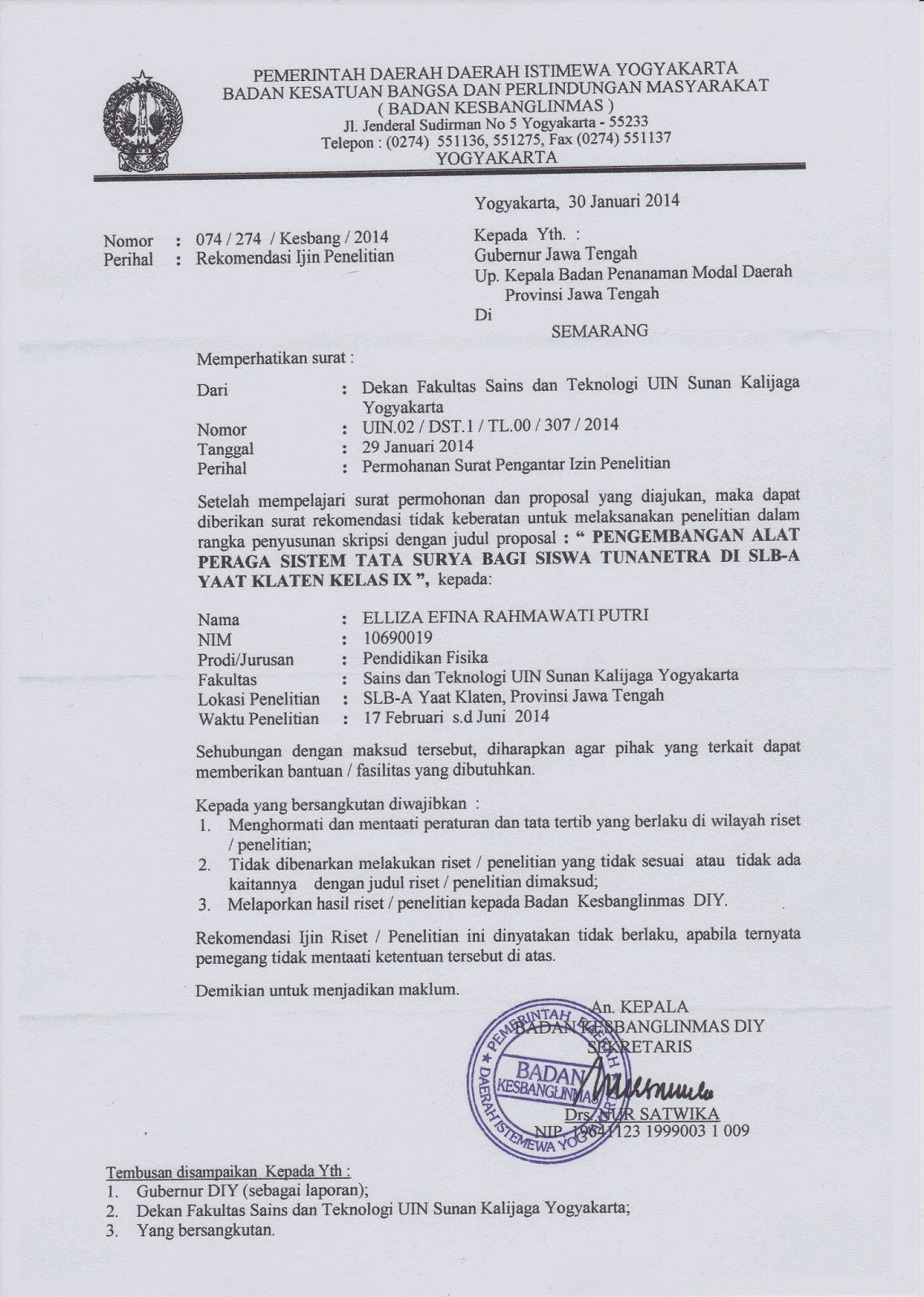 The Universe of Elliza Prosedur Surat Ijin Penelitian