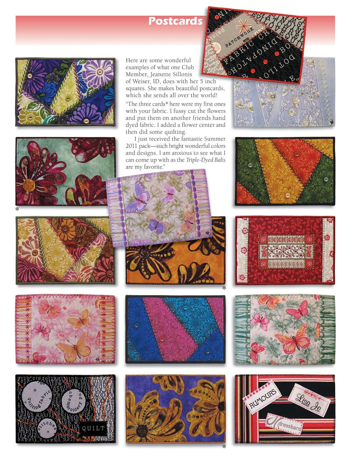 Sew in Love {with Fabric} Day 4 Fabric postcards