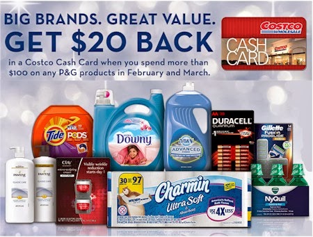 Daily Cheapskate Get A 20 Costco Cash Card When You Spend More Than 100 On Any P G Products In February And March Limit Two Per Household
