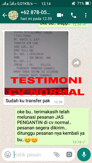 TESTIMONI PEMBELI JAS PENGANTIN/FORMAL CV NORMAL