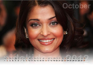 Aishwarya Rai Desktop Calendar 2012