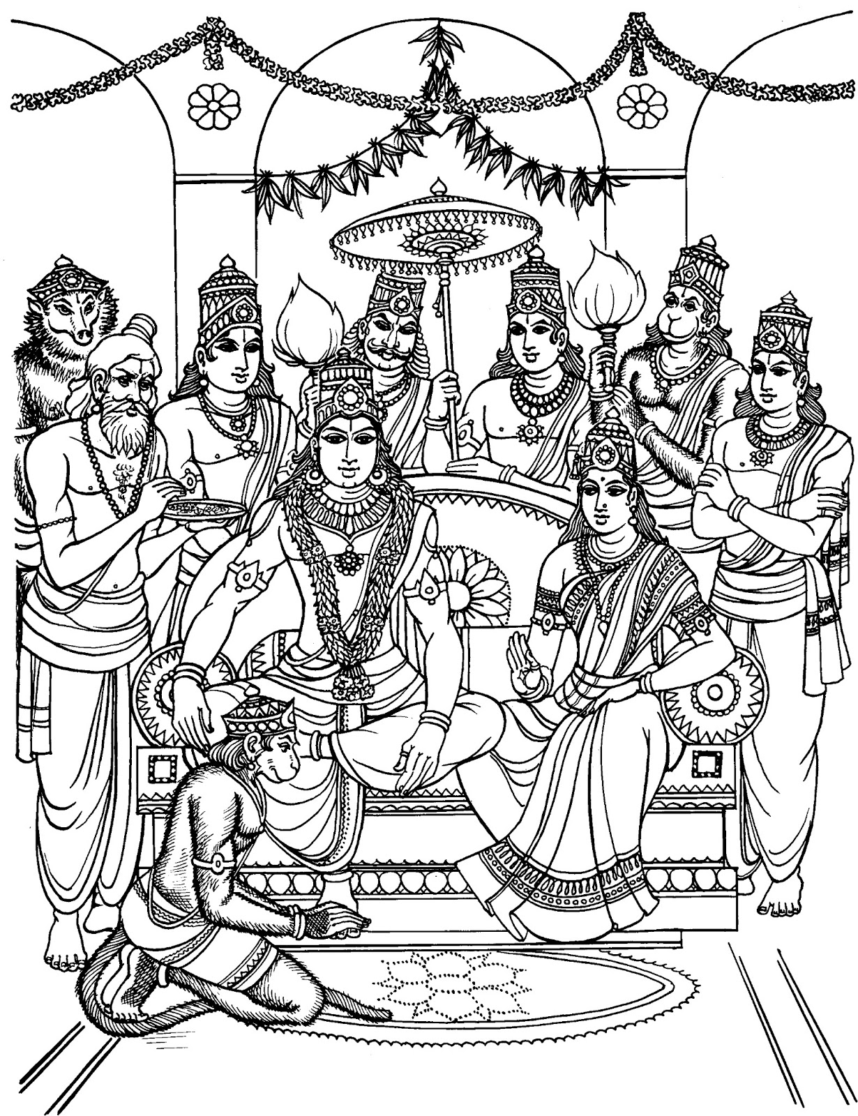 Best Ram Sita Laxman Hanuman Drawing Sketch with Realistic